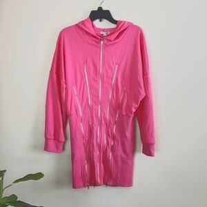 Fashion Nova So Sporty Zipper Mini Dress Hooded Barbiecore Women's Large